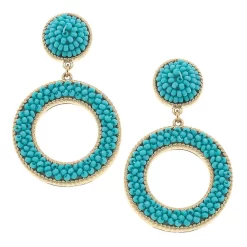 Talulah Aqua Seed Bead Drop Earrings