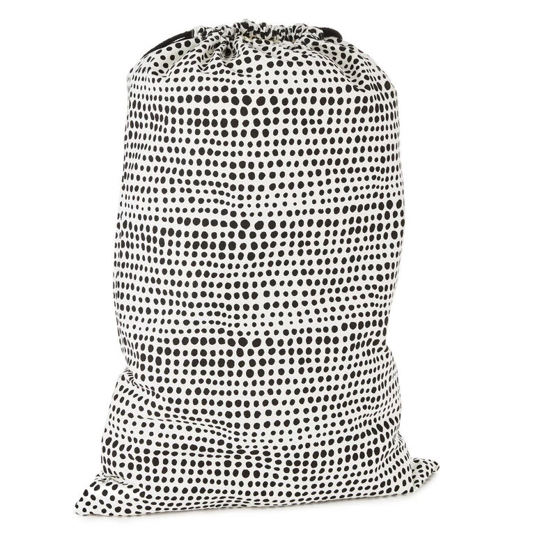 Hallmark 28" Black Dots With Heart Fabric Gift Bag With Tag - Image 2