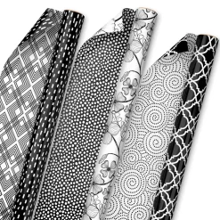 Hallmark Black And White Prints 3-Pack Reversible Wrapping Paper, 75 Sq. Ft. Total