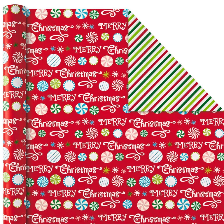Hallmark Christmas Cheer 4-Pack Reversible Wrapping Paper Assortment, 150 Sq. Ft. - Image 6
