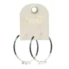 Chromacolor Miyuki Bead Black, Multicolor And Silver Large Hoop Earrings