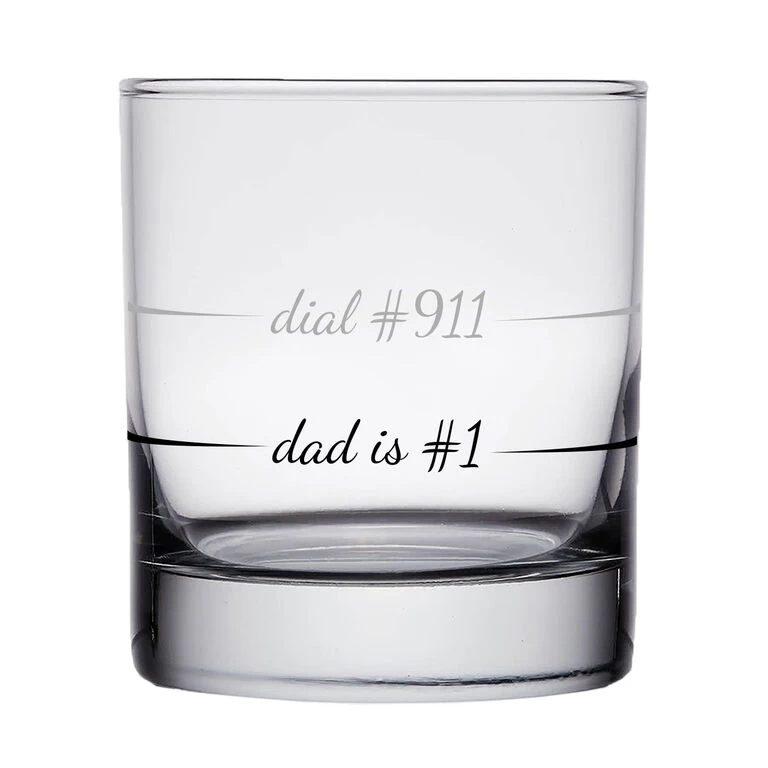 Dad Is #1 Dial #911 Rocks Glass, 10 Oz.
