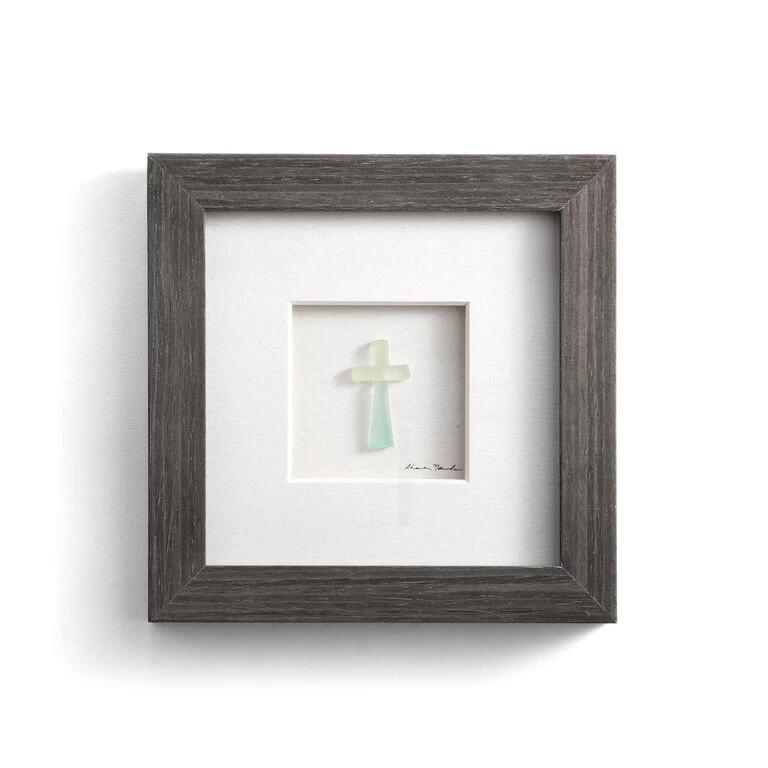 Demdaco Sea Glass Cross Wall Art, 6x6