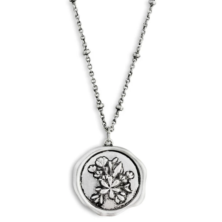 Floral Charm Dear You Mom Necklace, 17.5"