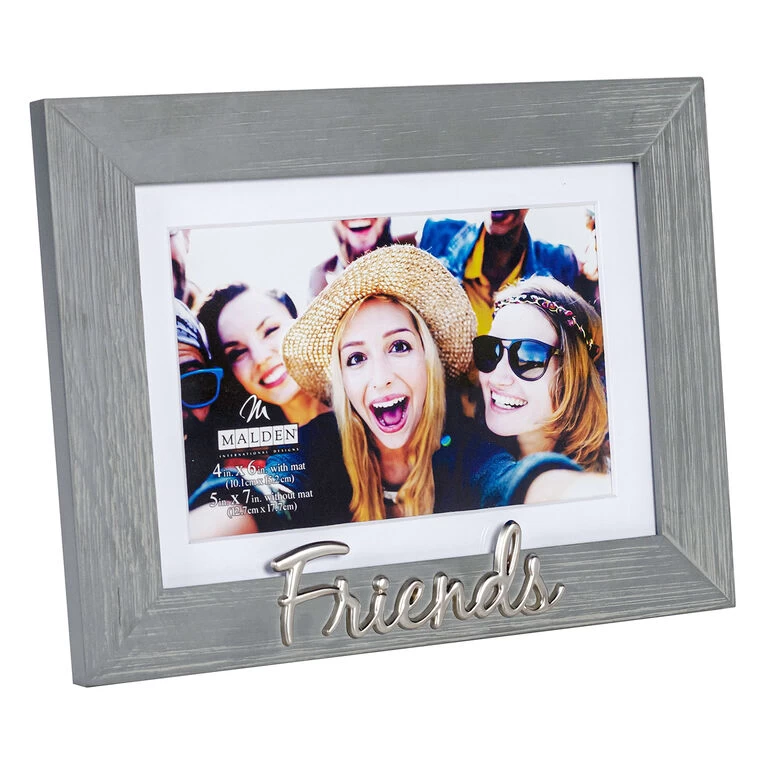 Malden Friends Gray Distressed Wood Picture Frame, 4x6/5x7 - Image 2