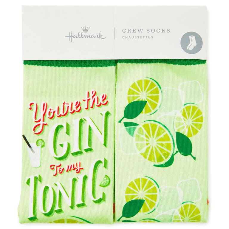 Hallmark You’re The Gin To My Tonic Fun Crew Socks - Image 2