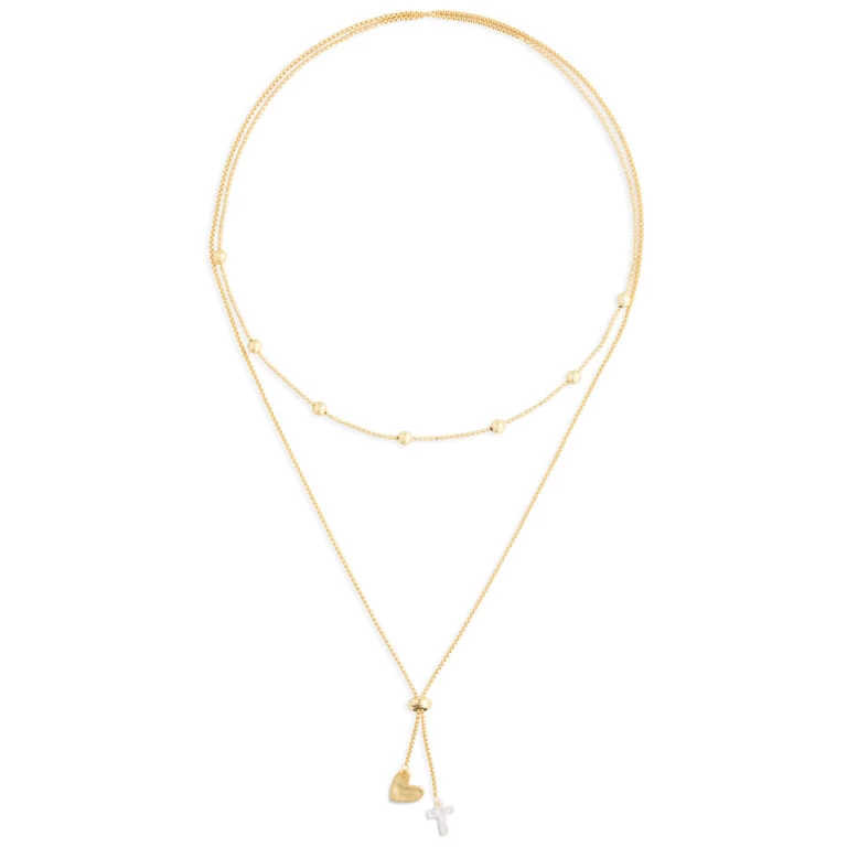 Heart And Cross Charms Giving Necklace, 35" - Image 3