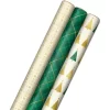 Hallmark Gold And Green 3-Pack Christmas Wrapping Paper Assortment, 120 Sq. Ft.