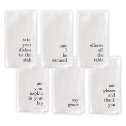 Good Manners White Cloth Napkins, Set Of 6