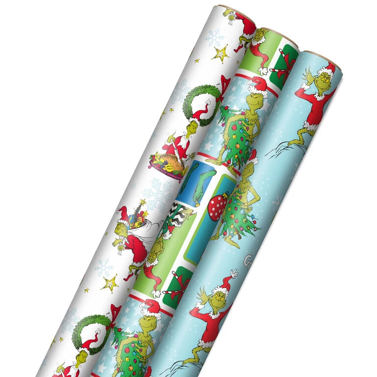 Hallmark Dr. Seuss™ Grinch 3-Pack Christmas Wrapping Paper Assortment, 105 Sq. Ft.