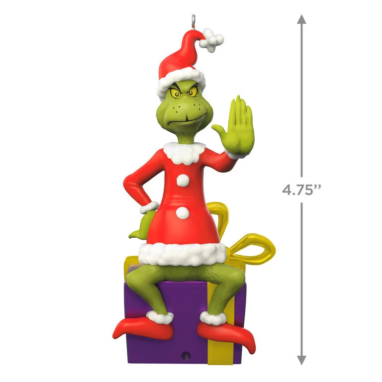 Hallmark Dr. Seuss's How The Grinch Stole Christmas!™ Grinch Peekbuster Ornament With Motion-Activated Sound - Image 3