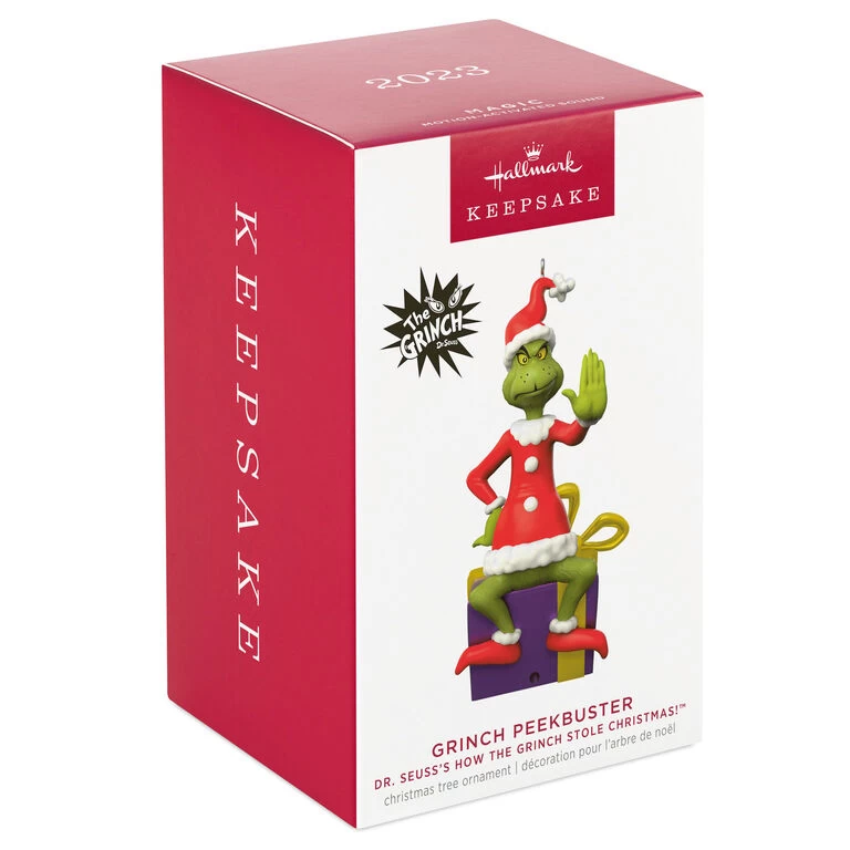 Hallmark Dr. Seuss's How The Grinch Stole Christmas!™ Grinch Peekbuster Ornament With Motion-Activated Sound - Image 4