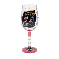 Lolita Happy Hour Handpainted Wine Glass, 15 Oz.