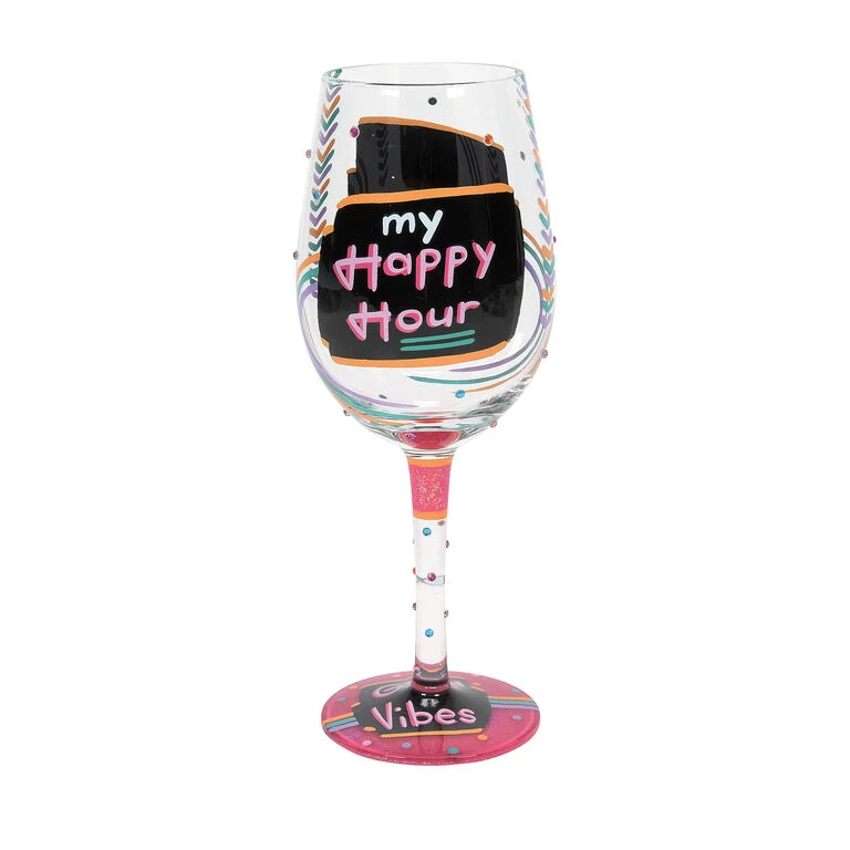 Lolita Happy Hour Handpainted Wine Glass, 15 Oz. - Image 2