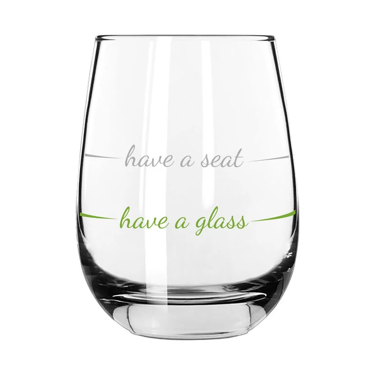 Have A Glass Have A Seat Stemless Wine Glass, 16 Oz.