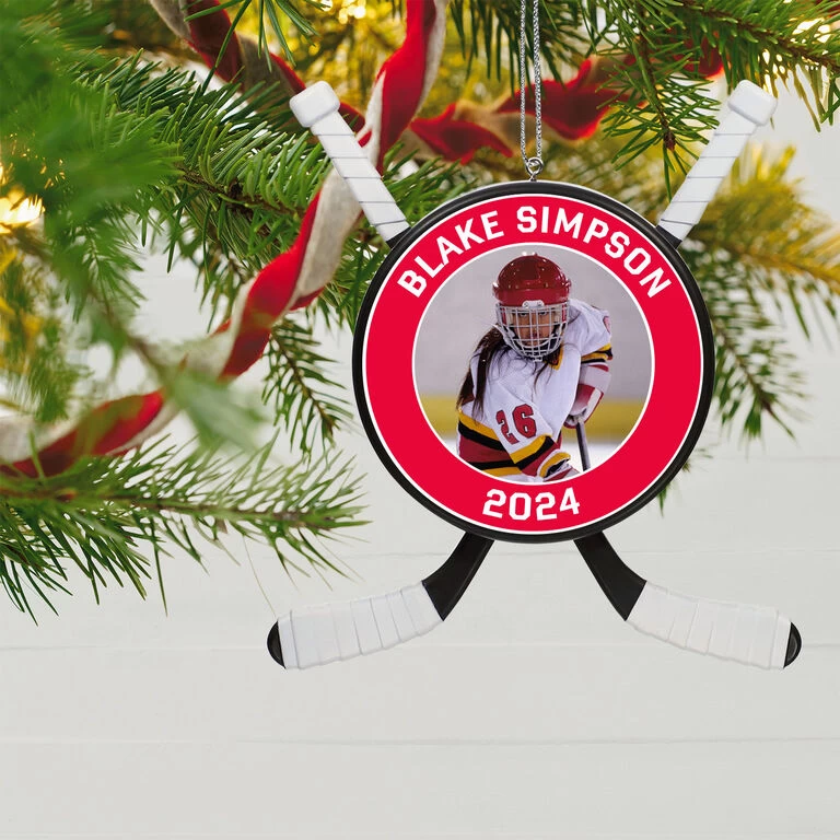 Hockey Star Personalized Photo Ornament - Image 2