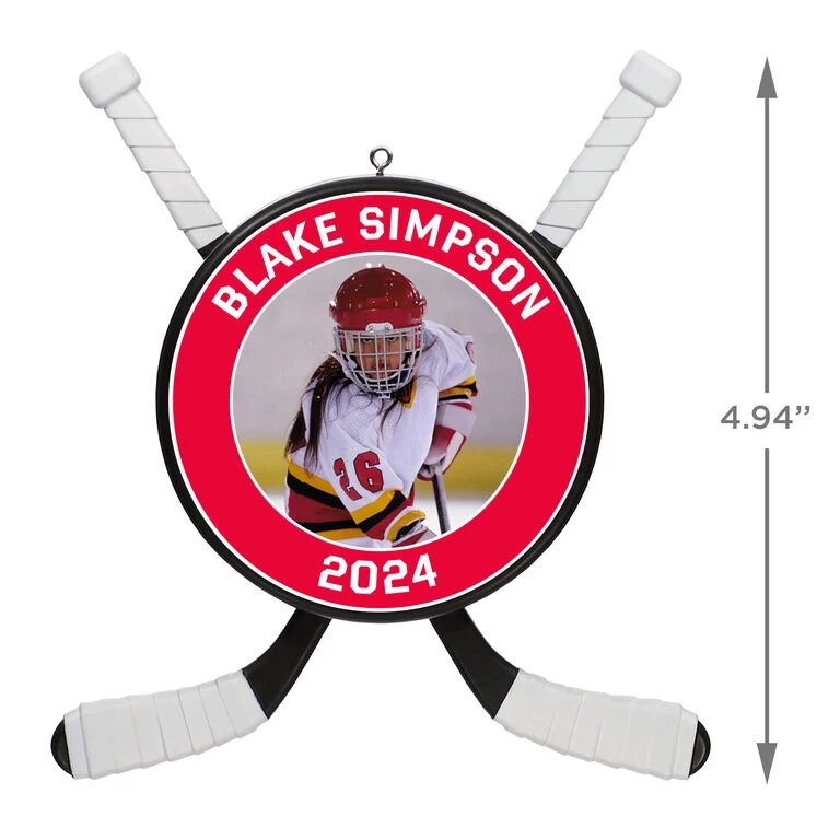 Hockey Star Personalized Photo Ornament - Image 3