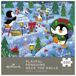 Hallmark Playful Penguins Deck The Halls Jigsaw Puzzle, 550 Pieces