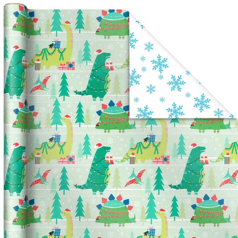 Hallmark Winter Friends 3-Pack Reversible Kids Christmas Wrapping Paper Assortment, 120 Sq. Ft. - Image 4