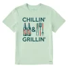Life Is Good Chillin & Grillin Men's Light Green T-Shirt, Medium