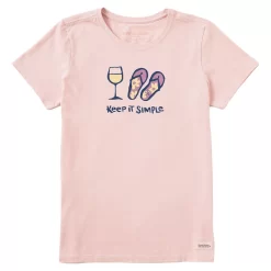 Life Is Good Keep It Simple Women's Pink T-Shirt, Small