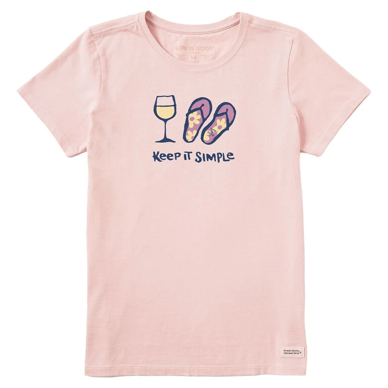 Life Is Good Keep It Simple Women's Pink T-Shirt, Small