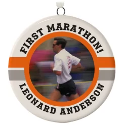 Marathon Ceramic Circle Personalized Photo Ornament