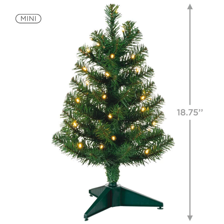 Hallmark Miniature Evergreen Pre-Lit Christmas Tree, 18.75" - Image 3