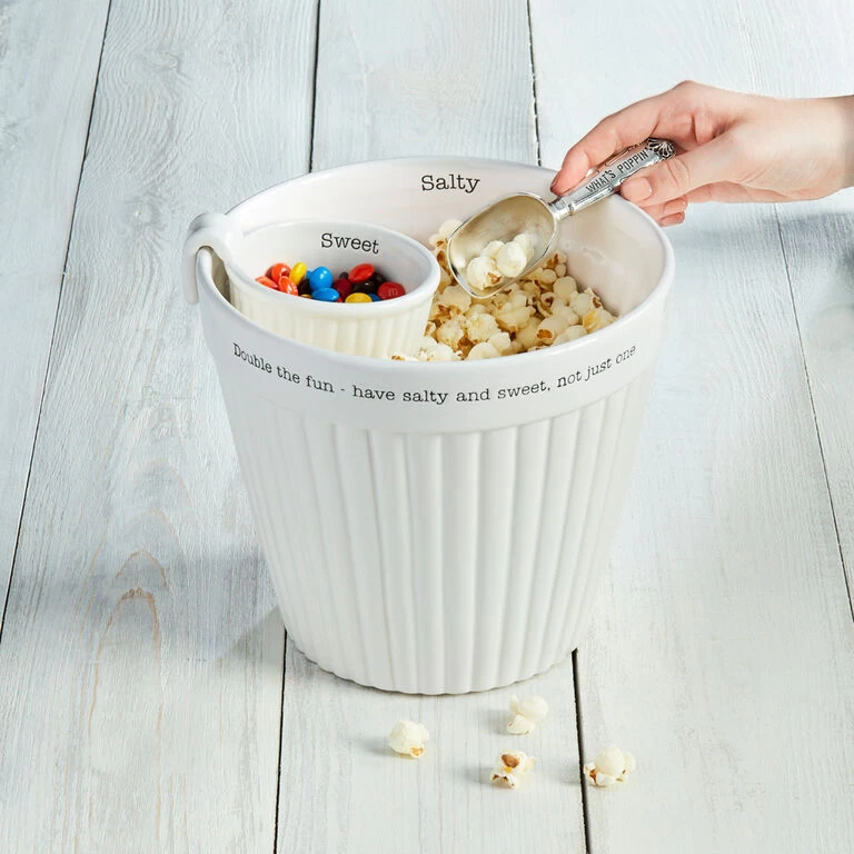 Mud Pie Popcorn And Candy Ceramic Bowl Set With Scoop - Image 2