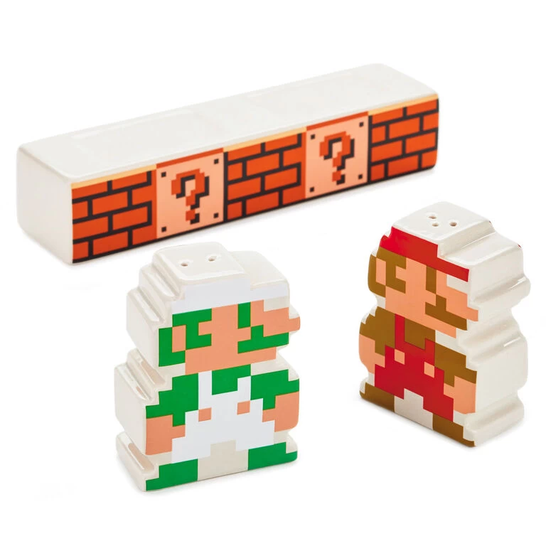 Hallmark Nintendo Super Mario Bros.® Mario And Luigi Salt And Pepper Shakers, Set Of 3 - Image 3