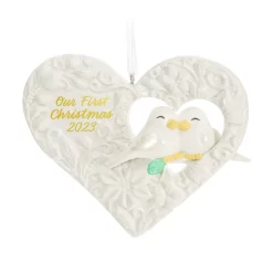 Hallmark Our First Christmas Birds In Heart 2023 Porcelain Ornament