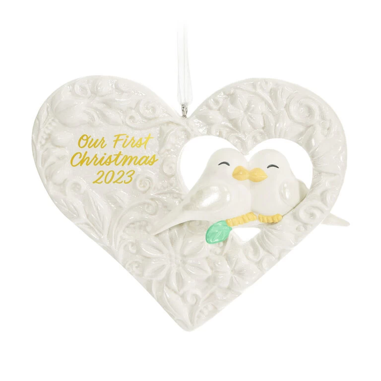 Hallmark Our First Christmas Birds In Heart 2023 Porcelain Ornament