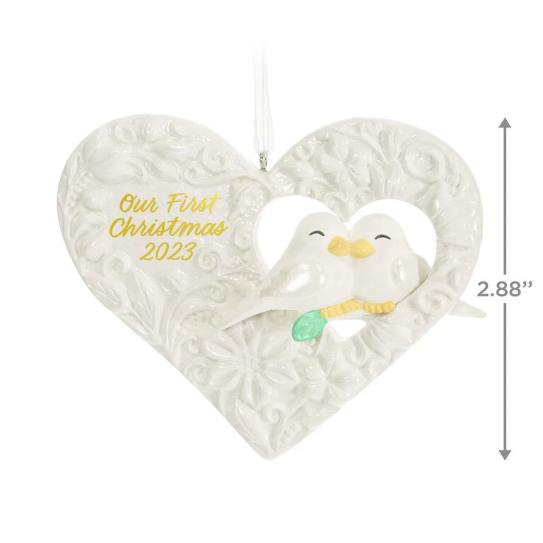 Hallmark Our First Christmas Birds In Heart 2023 Porcelain Ornament - Image 3