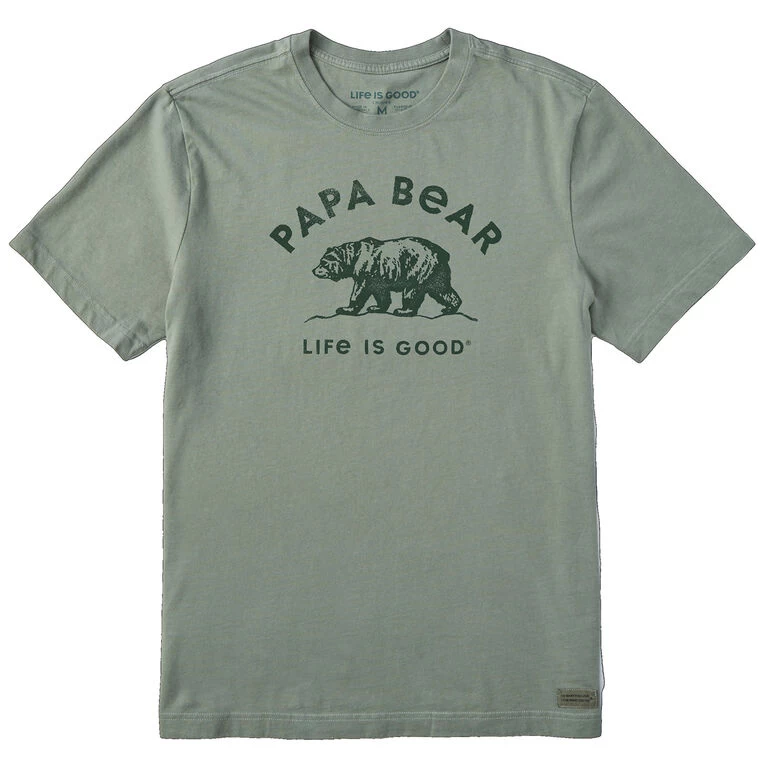 Life Is Good Papa Bear Sage Green Men's T-Shirt, X-Large
