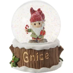 Precious Moments Gnaughty Or Gnice Gnomes Musical Snow Globe, 5.5"