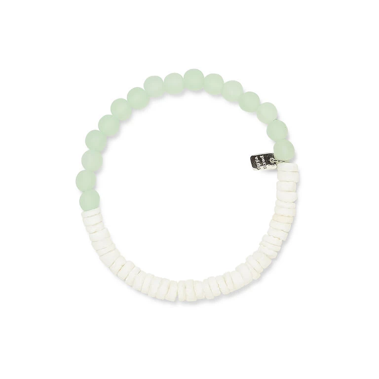Pura Vida Puka Shell And Frosted Bead Stretch Bracelet