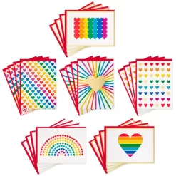 Hallmark Rainbow Hearts Boxed Blank Notes Assortment, Pack Of 24