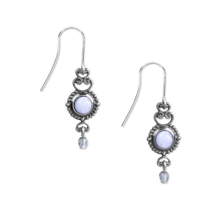 Silver Forest Silver-Tone Filigree And Blue Stone Drop Earrings