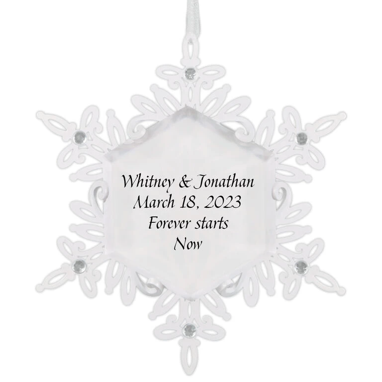 Hallmark Sparkling Snowflake Text Personalized Metal Ornament