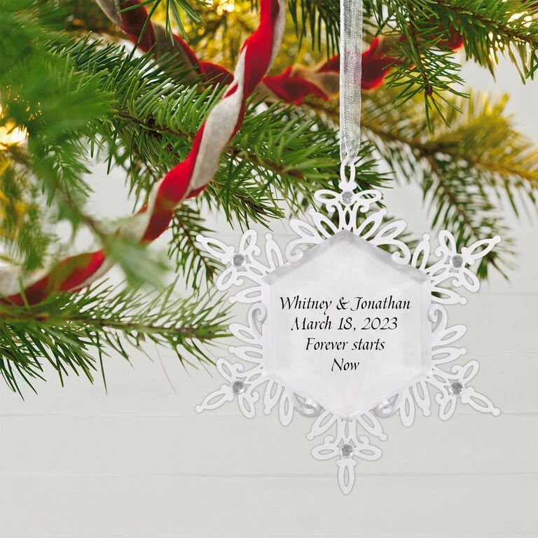 Hallmark Sparkling Snowflake Text Personalized Metal Ornament - Image 2