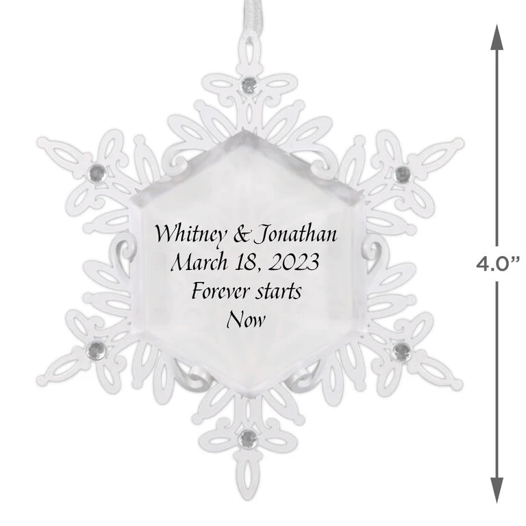 Hallmark Sparkling Snowflake Text Personalized Metal Ornament - Image 3