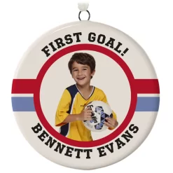 Soccer Ceramic Circle Personalized Photo Ornament