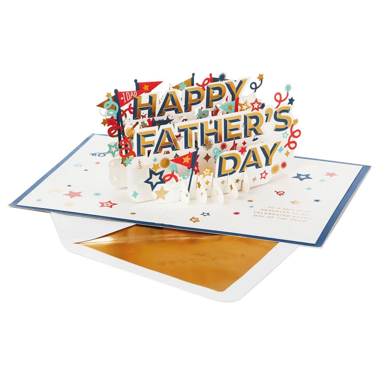 Hallmark Celebrate Stars And Pennants 3D Pop-Up Father's Day Card - Image 2