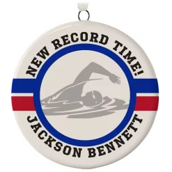 Swimming Ceramic Circle Personalized Ornament