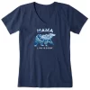 Life Is Good Mama Bear Navy V-Neck Women's T-Shirt, Medium