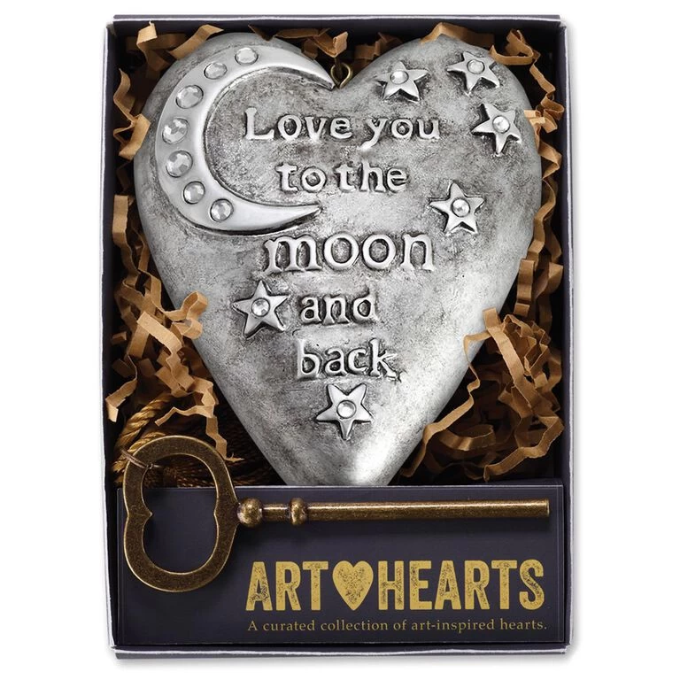 To The Moon Art Heart Sculpture, 4" - Image 4