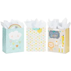 Hallmark 13" Welcome Baby 3-Pack Assorted Gift Bags With Tissue