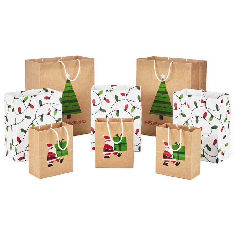 Hallmark Merry Mix 8-Pack Christmas Gift Bags, Assorted Sizes And Designs