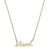 Worn Gold Julia Blessed Script Delicate Chain Necklace, 16"