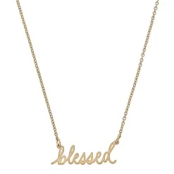 Worn Gold Julia Blessed Script Delicate Chain Necklace, 16"